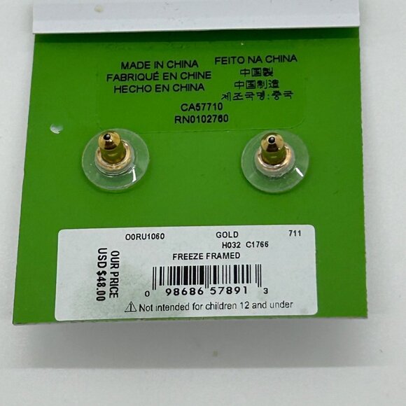 Kate Spade Freeze Frame Earrings Gold Geometric StudsRectangle Modern Minimalist - Picture 4 of 11